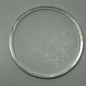 Tiffany & Co Italy Narrow Icon Bangle Bracelet Sterling Silver, Newly Polished!